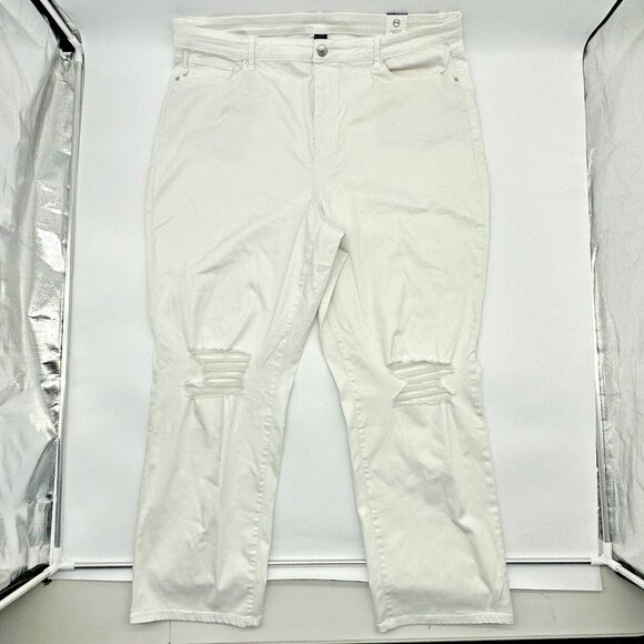 Fashion To Figure The Straight Leg Women's Plus Size 24 White Distressed Jeans - Picture 1 of 10